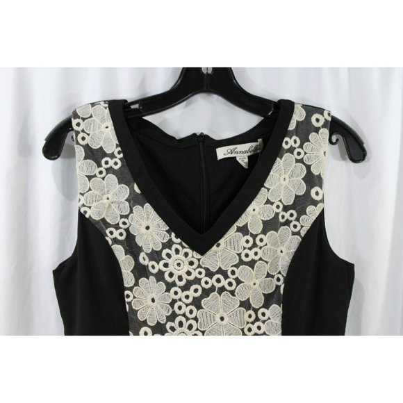 Annabella Womens Black White Floral Lace Inset Sleeveless Dress M NWT FLAW - Picture 2 of 8